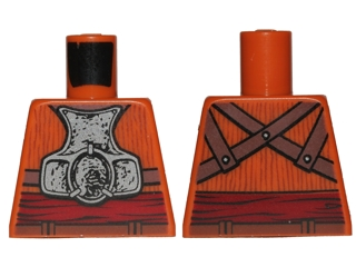 Lego Torso SW Armor Plates with Back Straps and Dark Red Sash Pattern / Dark Orange