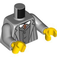 Lego Torso Striped Suit Jacket, Dark Bluish Grey Vest, White Shirt, Sand Red Tie print, Light Bluish Gray Arms, Yellow Hands