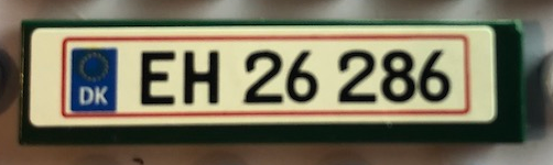 Lego Tile 1 x 4 with 'EH 26 286' on White Background Pattern (Sticker) - Set 10242 / Dark Green