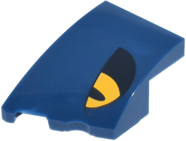 Lego Wedge 3 x 2 Left No Studs with Bright Light Orange and Black Eye Pattern (Pokémon Garchomp) / Dark Blue