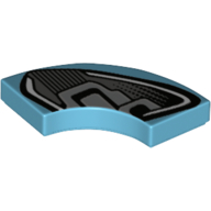 Lego Tile 2 x 2 Curved, Macaroni with Headlight Print / Medium Azure