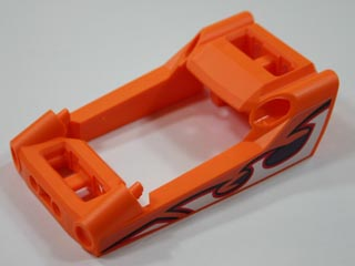 Lego Technic, Panel RC Car Frame / Windscreen with Flame Pattern on Both Sides (Stickers) - Set 8676 / Orange