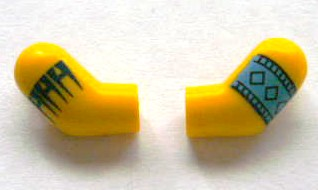 Lego Arm, (Matching Left and Right) Pair with Indian Sign and Patch Pattern / Yellow