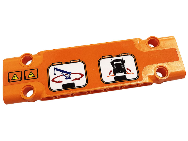 Lego Technic, Panel Plate 3 x 11 x 1 with Electricity Danger Signs, Blue Crane Arm, Red Arrows and Black Truck Pattern Model Right Side (Sticker) - Set 42128