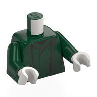 Lego Torso, Dress/Robe, Silver Trim Print, Dark Green Arms, White Hands