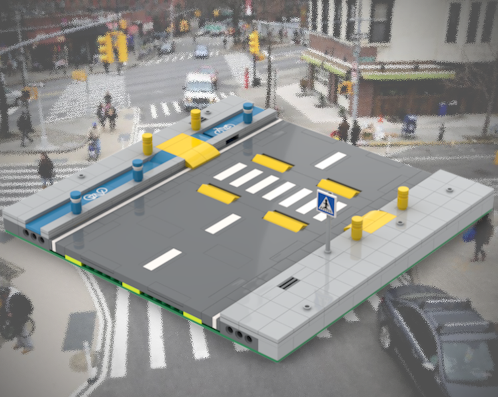 Lego MILS Road Bike Lane - Straight Crosswalk