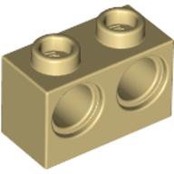 Lego Technic Brick 1 x 2 [2 Pin Holes] / Tan