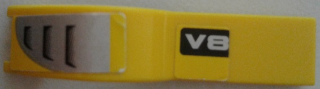 Lego Vehicle, Mudguard 1 x 4 1/2 with 'V8' and Intake Pattern Model Left Side (Stickers) - Set 8135 / Yellow