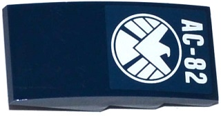 Lego Slope, Curved 4 x 2 with 'AC-82' and SHIELD Logo Pattern (Sticker) - Set 76036 / Dark Blue