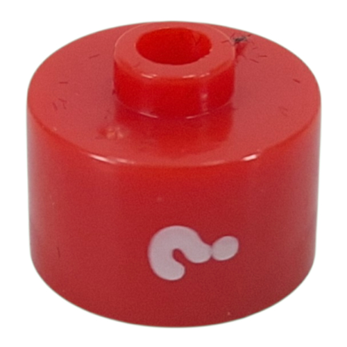 Lego Pen Bead, Round Long, Flat Edge with White '?' Print