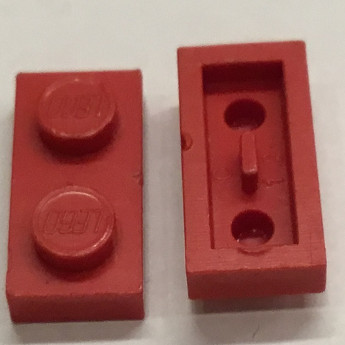 Lego Plate 1 x 2 [Old Style Bottom] / Red