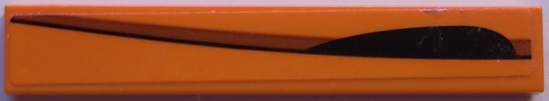 Lego Tile 1 x 6 with Black Air Intake and Dark Orange Curved Stripe Pattern Model Left Side (Sticker) - Set 75880 / Orange