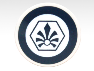Lego Tile, Round 2 x 2 with Dark Blue Circle and Chima Logo in Hexagon Pattern (Sticker) - Set 70003 / White