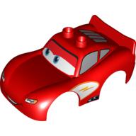 Lego Duplo Car Body 2 Top Studs and Spoiler with Cars Lightning McQueen, No Rust-Eze Logo Print / Red