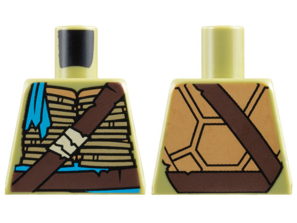Lego Torso Turtle Shell with Dark Brown Belts and Dark Azure Bandana Pattern / Olive Green