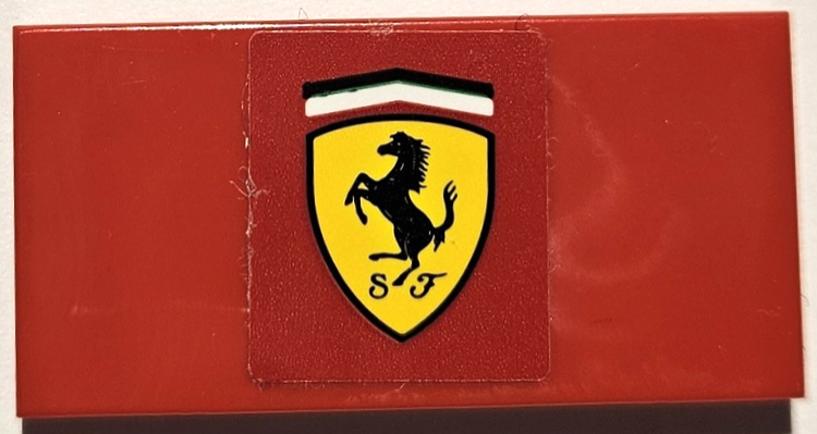 Lego Tile 2 x 4 with Ferrari Logo Pattern (Sticker) - Set 75889 / Red