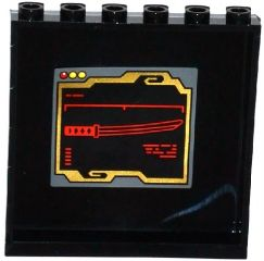 Lego Panel 1 x 6 x 5 with Red Katana Sword on Black Screen Pattern on Inside (Sticker) - Set 70750
