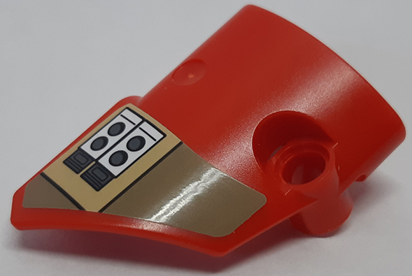 Lego Technic, Panel Fairing # 1 Small Smooth Short, Side A with Tan and Dark Tan SW Baze Malbus Pattern (Sticker) - Set 75525 / Red