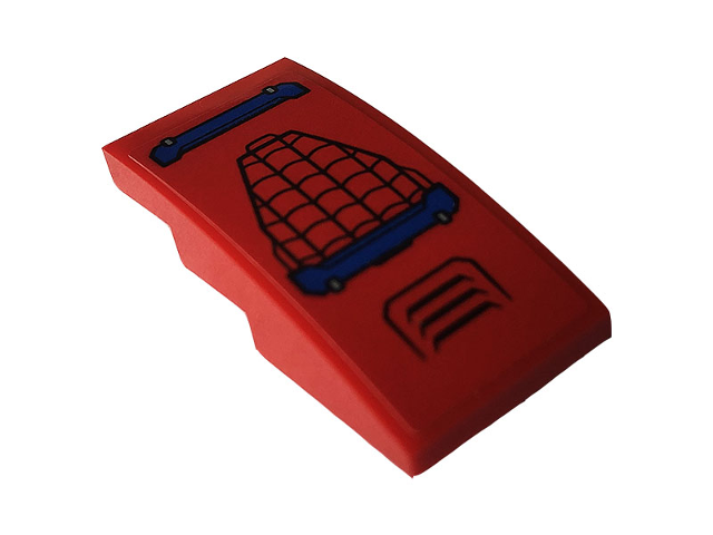 Lego Slope, Curved 4 x 2 with Web and Vents Pattern (Sticker) - Set 76150 / Red