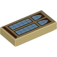 Lego Tile 1 x 2 with High Arched Windows Print
