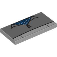 Lego Tile 2 x 4 with Shirt, Collar, Dark Blue Shirt, White Belt Print