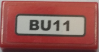 Lego Tile 1 x 2 with 'BU11' Pattern (Sticker) - Set 8182