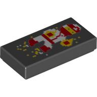 Lego Tile 1 x 2 with Pixelated Ninja Print / Black