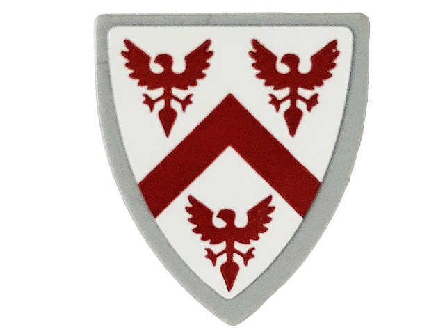 Lego Minifigure, Shield Triangular Short with 3 Red Eagles Pattern (Sticker) - Set 71040 / Light Bluish Gray