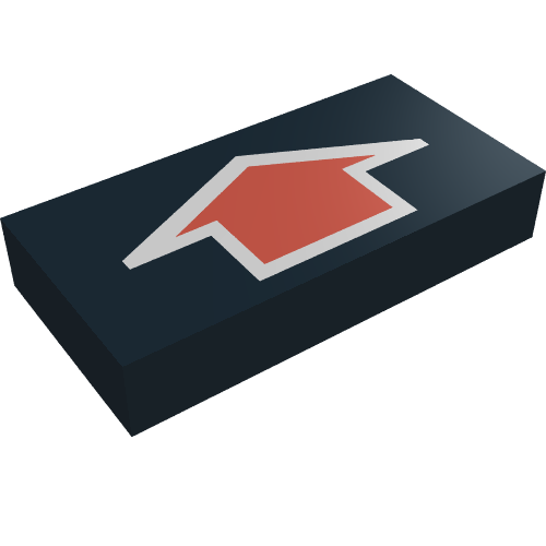 Lego Tile 1 x 2 with Arrow Short Red with Silver Border Print