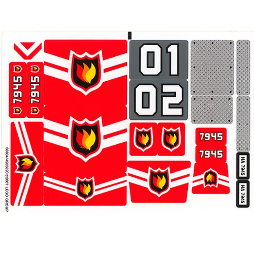 Lego Sticker Sheet for Set 7945-1