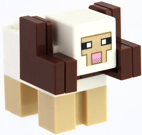 Lego Minecraft Sheep, White, Horns - Brick Built
