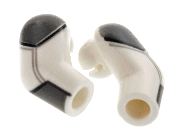 Lego Arm, (Matching Left and Right) Pair with Dark Bluish Gray Shoulder and Cuff Pattern / White