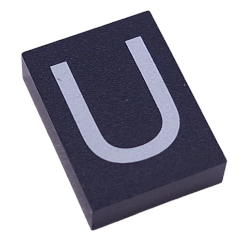 Lego Modulex Tile 3 x 4 with White 'U' Print, without Internal Supports / Modulex Tile Blue