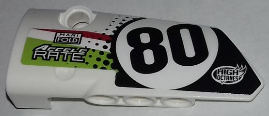 Lego Technic, Panel Fairing # 3 Small Smooth Long, Side A with Number 80, Sponsorship Logos and Black, Lime and Red Styling Pattern (Sticker) - Set 42065