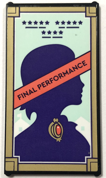 Lego Glass for Window 1 x 4 x 6 with Theater Poster with 'FINAL PERFORMANCE', Stars, Silhouette and Gold Frame Pattern (Sticker) - Set 41714 / Black