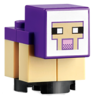 Lego Minecraft Sheep, Lamb, Tan Legs, Dark Purple Head - Brick Built