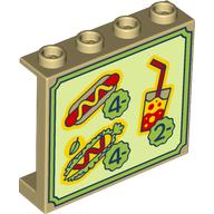 Lego Panel 1 x 4 x 3 with Hotdog, Taco, Slushy with Prices print