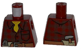 Lego Torso Flannel Shirt with Pocket and Belt with Pliers and Hammer Pattern / Dark Red