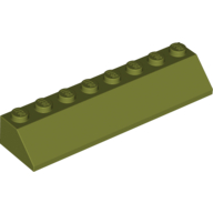 Lego Brick Sloped 45° 2 x 8 / Olive Green
