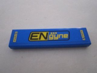 Lego Tile 1 x 4 with 'ENgyne' on Blue Background Pattern (Sticker) - Set 8495