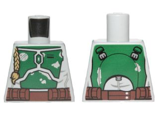 Lego Torso SW Mandalorian Armor Plates Dark Green Pattern Dual Sided, Small Emblem on Chest (Boba Fett) / Light Bluish Gray