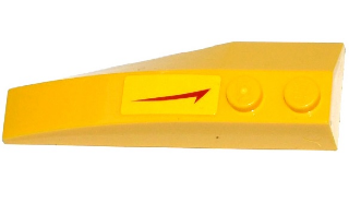 Lego Wedge 6 x 2 Right with Red Swoosh with Tick Pointing Towards Straight Side Pattern (Sticker) - Set 75092