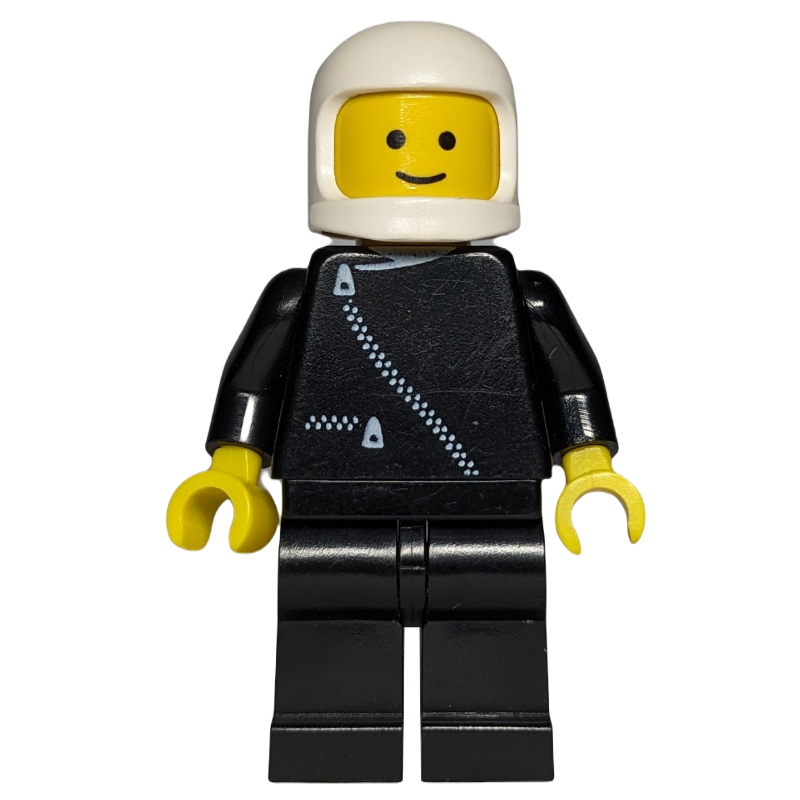 Lego Policeman, Black Jacket with Zipper, White Helmet (3842c Helmet)