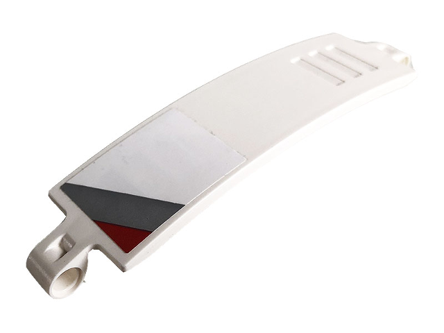 Lego Technic, Panel Curved 3 x 13 with Red and Gray Stripes Pattern Model Right Side (Sticker) - Set 42096