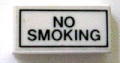 Lego Tile 1 x 2 with 'NO SMOKING' Pattern (Sticker) - Set 5540 / White