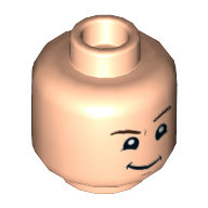 Lego Minifig Head Dudley Dursley, Raised Left Eyebrow, Smirk / Light Nougat