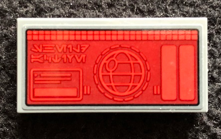 Lego Tile 2 x 4 with Digital Display Screen with SW Death Star Map Pattern Model Left Side (Sticker) - Set 75291 / Dark Bluish Gray