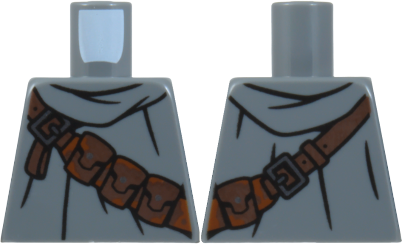 Lego Torso SW Jawa with Dark Brown and Reddish Brown Pouches and Strap, Silver Buckles and Buttons, Black Folds Pattern