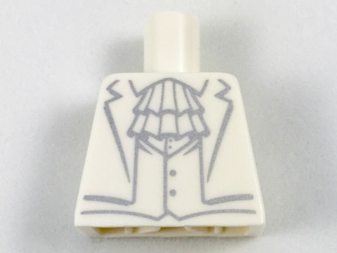 Lego Torso Tuxedo with Vest and Neck Ruffle with Silver Outline Pattern / White