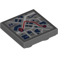 Lego Tile Special 2 x 2 Inverted with Navigation Map Print